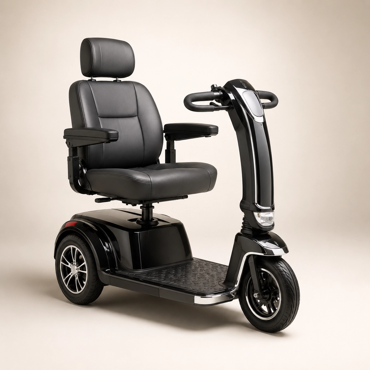 Three-wheel mobility scooter serviced and repaired by Hieline Medical in Plano, TX