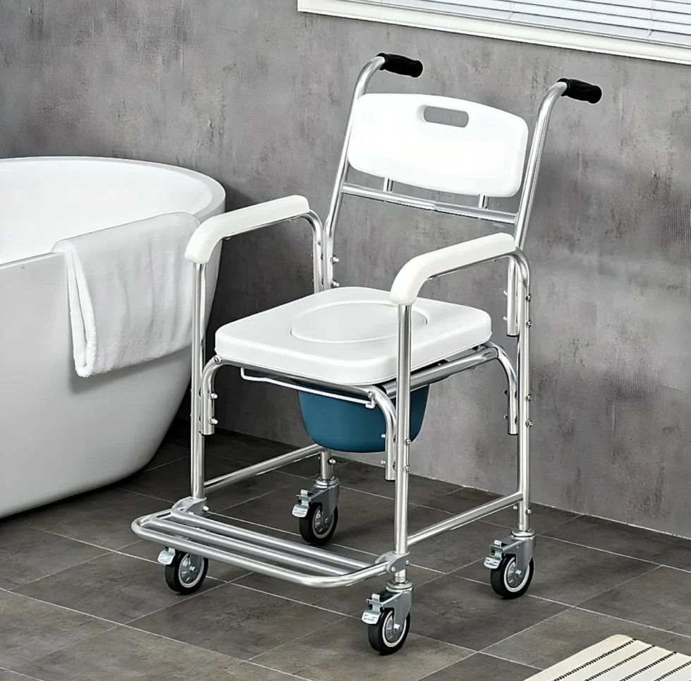 Bathroom wheelchair shower commode